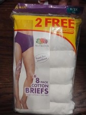 NEW Fruit Of The Loom Women 9/XXL Briefs Panties 8 Pack White 2013 Cotton