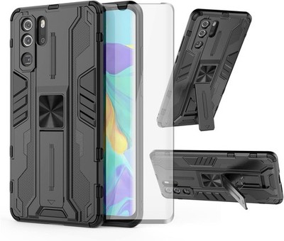 Phone Case for Huawei P30 Pro with Tempered Glass Screen Protector Cover Black