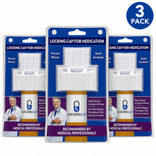 LockingCap Medication Locking Cap Combination Lock Fits Most Standard Vials 3 Pk