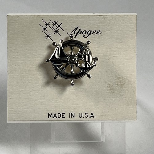 Vintage Schiff Lenkrad Maritim Brosche Anstecknadel 1,2 Zoll Segelboot Anker Apogäum - Bild 2 von 8