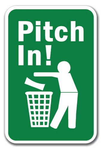 Pitch In! Letrero de aluminio calibre pesado de 12" x 18" - Imagen 1 de 4