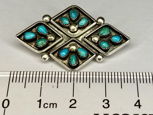 Vintage Indianer Navajo Sterlingsilber Türkis Anstecknadel Brosche - Bild 12 von 17