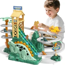 Dinosaur Climbing Slide Stair Toy for Toddlers Aged 3 4 5 6 7 8 - Racing Trac...