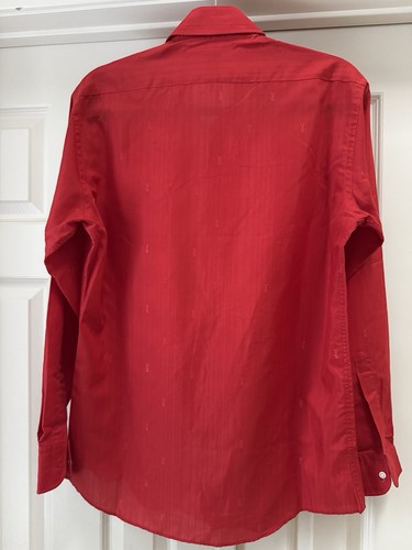 Camisa de Vestir YSL Rara Vintage Años 70’s Clásica Roja Abotonada Retro Para Hombre 15 1/2. - Imagen 7 de 10