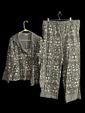 Vera Bradley 2-Piece Pajama Set Long Sleeve, Notch Collar, 100 Cotton XL