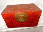 Antique primitive early Chinese wood red lacquer box Qing 1800’s