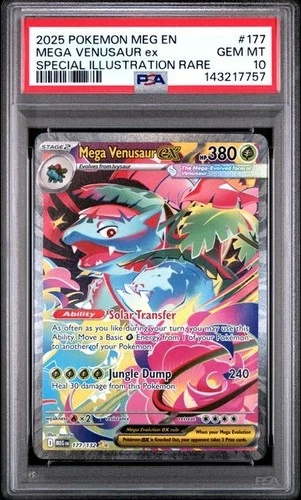 2025 Pokemon Mega Evolution #177 Mega Venusaur ex SIR PSA 10 Graded 757