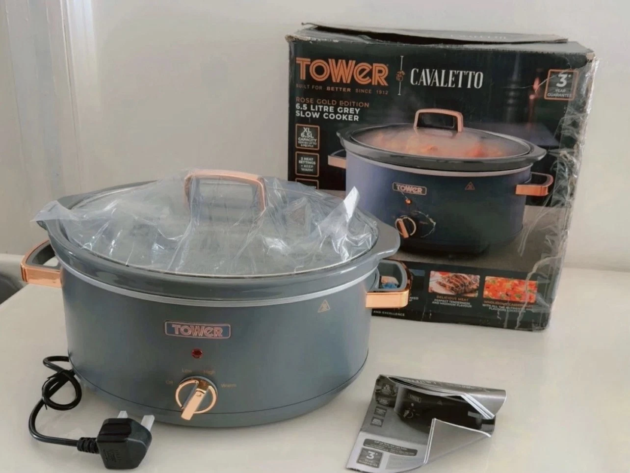 Tower 6.5L Slow Cooker, Cavaletto, 3 Heat Setting, T16043GRY, Grey and Rose Gold
Opens in a new wind