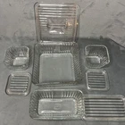 Anchor Hocking Vintage Ribbed Glass Refrigerator Dish Lid Set Of 4