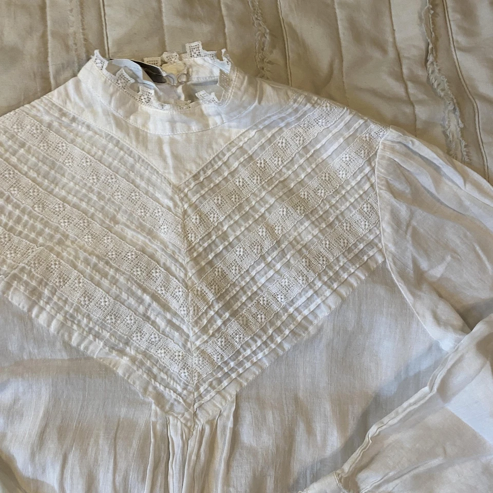 Camisón Eileen West para mujer 6 blanco algodón encaje ribete estilo victoriano hecho en EE. UU. Foto 3 de 4