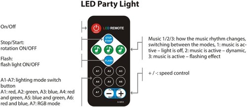 Partylicht - LED Disco Licht Discokugel Licht Sound aktiviert Fernbedienung 7 FarbenX - Bild 8 von 8