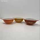 Pyrex 3 Pc Lot Cinderella Bowls Autumn Harvest Butterfly Gold 444 443 Vintage