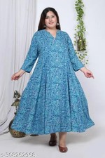 Plus Size Women Printed, Floral Print Cotton Blend Gown Kurta