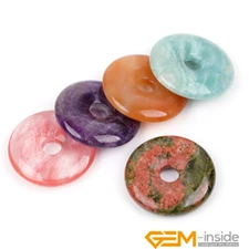 30mm Natural Gemstones Round Donut Beads Pendant Earring for Jewelry Making 1Pcs