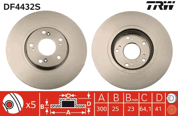 Pack de 2 disques de frein TRW DF4432S pour voitures Honda