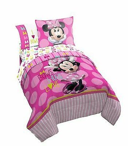 Twin Reversible Comforter And Sham Set Disney Minnie Mouse Girls