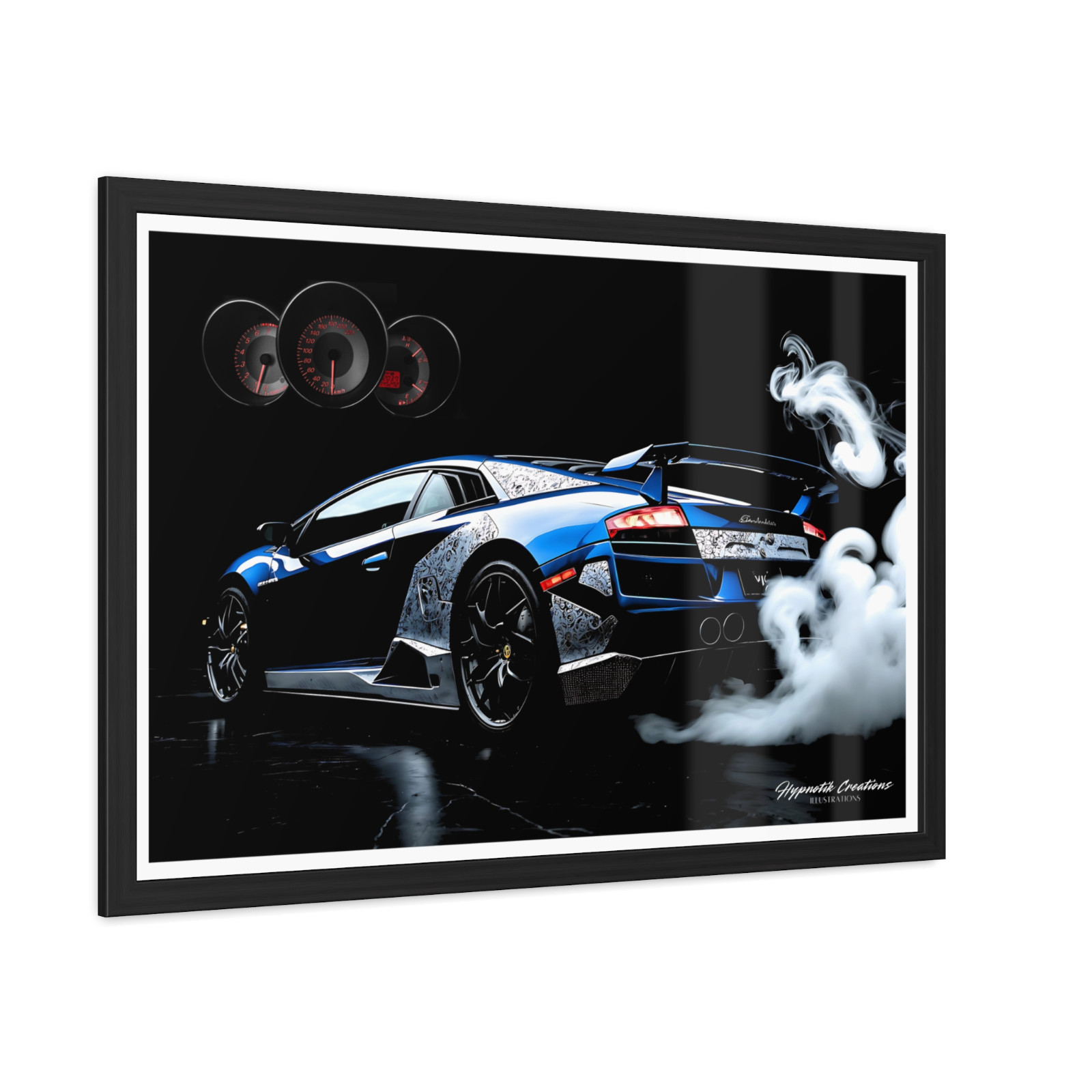 Police Car Lambo Wooden Framed Print for Home or Office Wall Art Decor