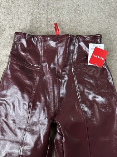 Spanx Kunstleder Leggings in Rubinrot Größe Small Einzelhandel 128 $ Neu mit Etikett - Bild 12 von 17