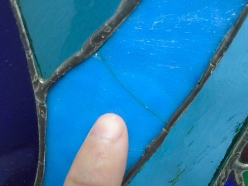 Mary ? Stained Glass Window Panel 19" x 12.5" Suncatcher small flaw Leaded trim - Picture 6 of 7