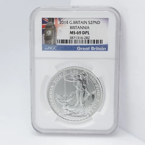 2014 Great Britain Britannia Silver 2 Pound Coin - NGC MS 69 DPL #Q2
