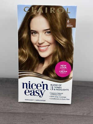 Clairol Nice 'n Easy Permanent Hair Color #6 LIGHT BROWN.