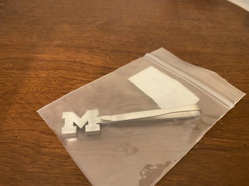 NWT UNIVERSITY OF MICHIGAN BLOCK “M” STAINLESS STEEL TIE CLIP New In Package - Picture 5 of 6