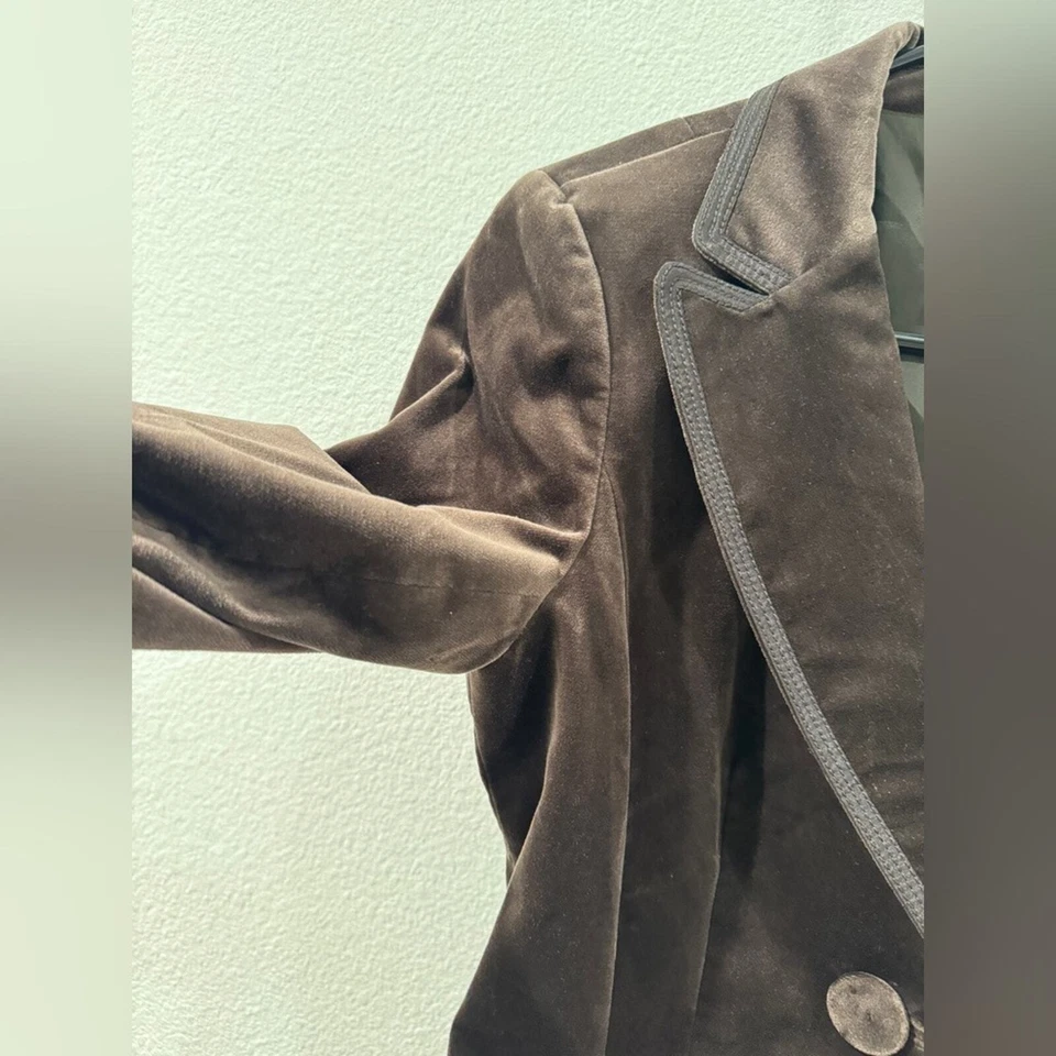 Blazer Ann Taylor Marrón Terciopelo Cuello Un Botón Talla 4 Foto 3 de 4