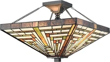 Tiffany Semi Flush Mount Ceiling Light Stained Glass Flush Mount Ceiling Light