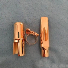 Excellent Gold Plate Alto Saxophone Mouthpiece Bullet Buffer #6-8 w/Ligature NEW