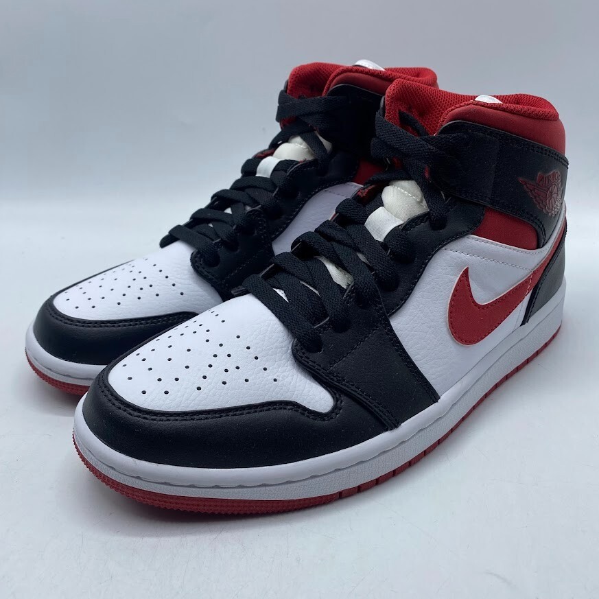 Nike Air Jordan 1 Mid Gym Red Black Toe White 554724-122 Men's