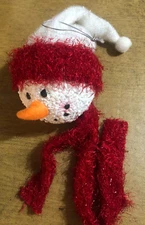 Snowman Textured Head With Hat Red Scarf Christmas Wall Decoration Gift Holiday