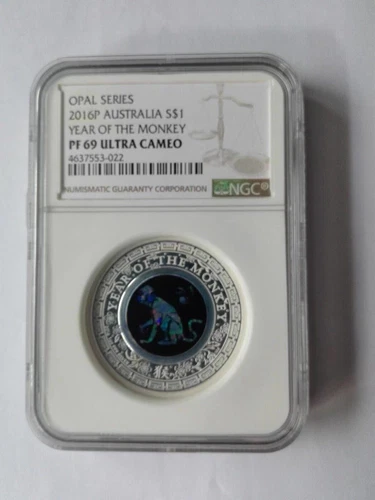 2016 Australia OPAL LUNAR Year of the MONKEY 1 oz Silver Proof Coin NGC PF69