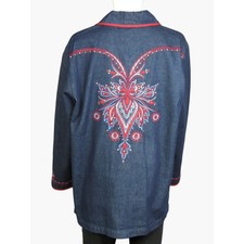 Bob Mackie Vintage Qvc Womens Embroidered Denim Jacket Retro Size M Runs Big New