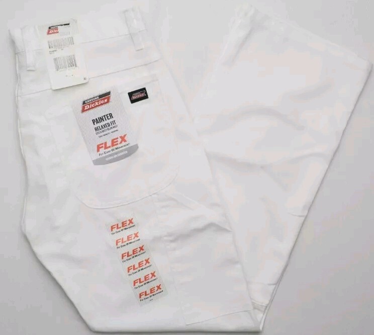 Genuine Dickies 36x32 NEW White Relaxed Fit Tool Pockets Painter Pants #1366