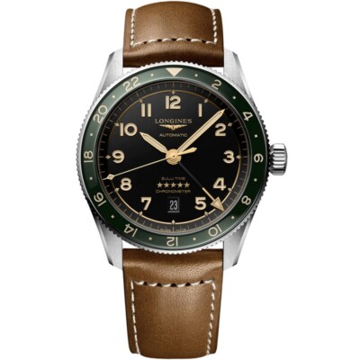 New  Longines Spirit Zulu Time 39mm Black Dial GMT Men's Watch L38024632