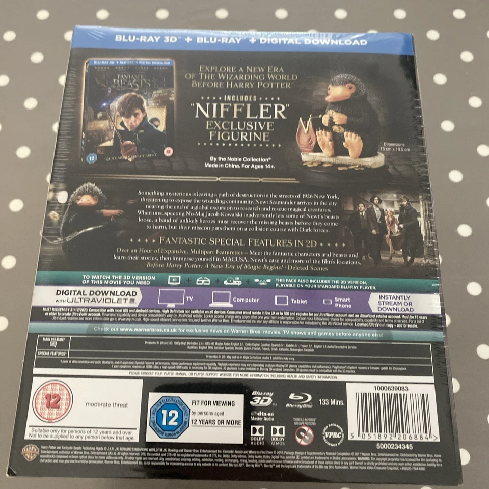 Fantastic Beasts Where To Find Them NEW SEALED 3D COLLECTORS BLU RAY & FIGURE - Image 3 of 4