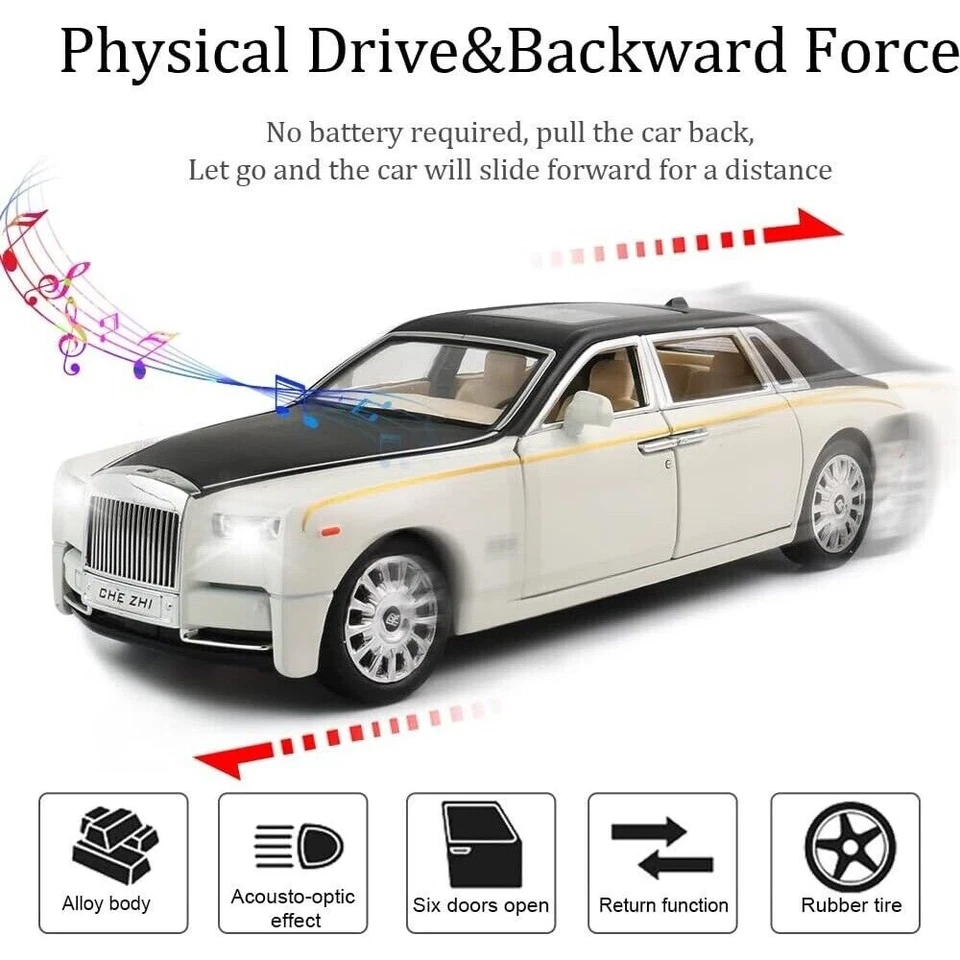 Литая модель автомобиля Rolls-Royce Phantom в масштабе 1:24 для коллекции детских игрушек и подарков - Изображение 3 из 4