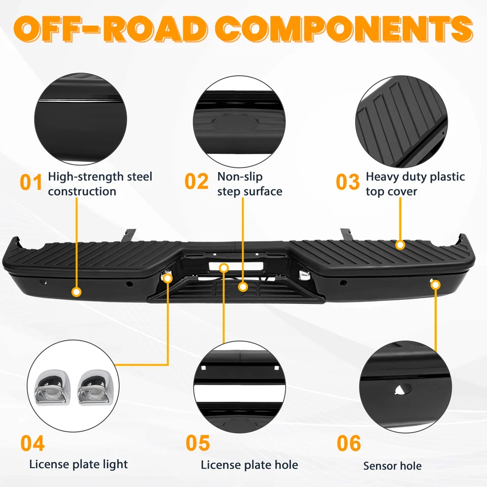 Parachoques trasero de acero - NEGRO con conjunto de estacionamiento para Nissan Titan 2004-2015 2009 Foto 2 de 4