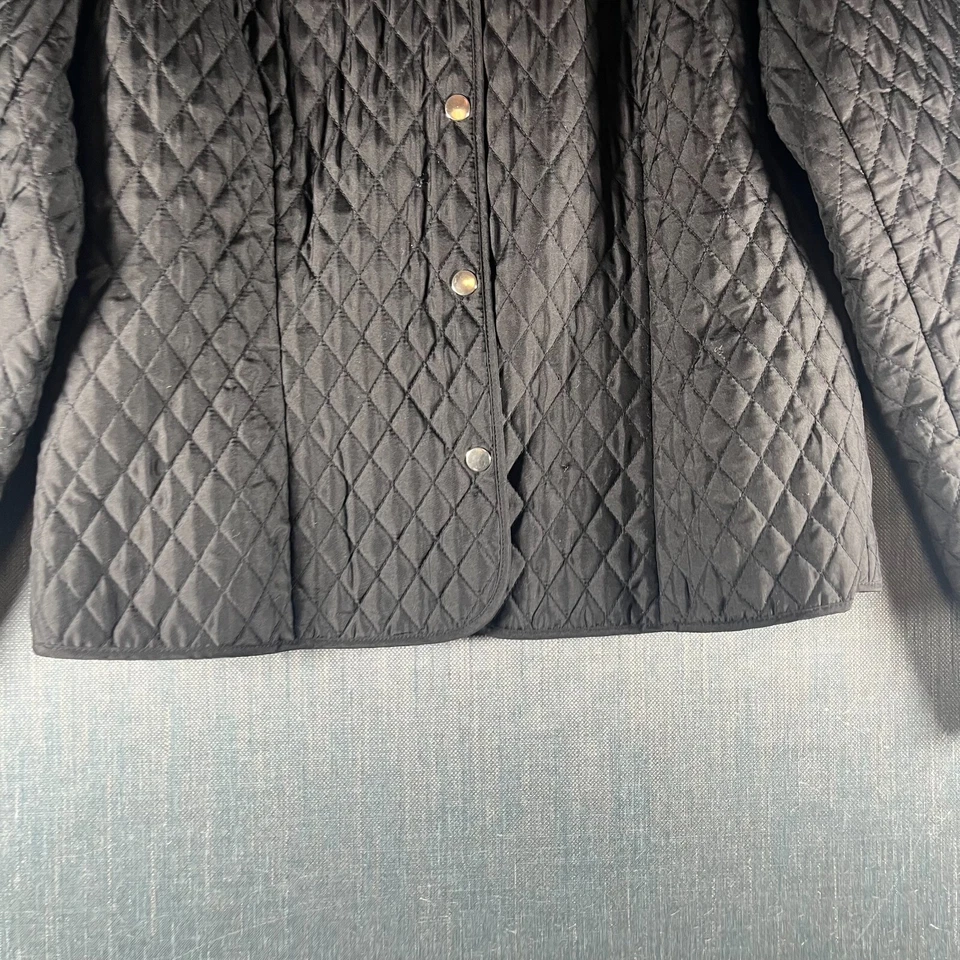 Chaqueta Briggs New York Mujer Talla L Negra Forrada Acolchada Exterior Botón Frontal Foto 3 de 4