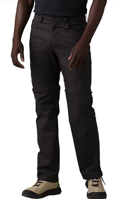 Prana Double Peak Convertible Pant Ripstop Cargo Charcoal 34x32 Tapered Relaxed