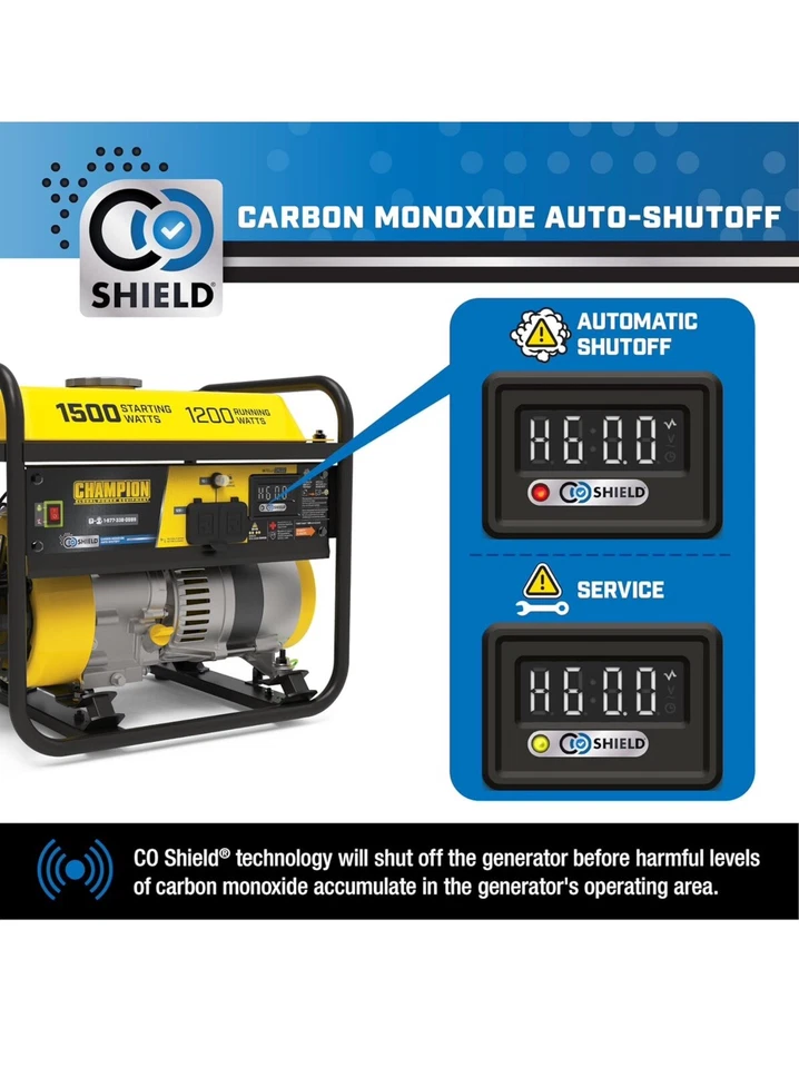 Champion Power Equipment 1500-Watt Portable Generator with CO Shield - Image 3 of 4