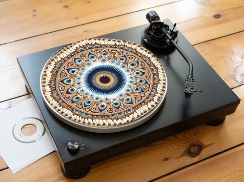 Psychedelic Fractal Eye Felt Record Player Turntable Slipmat Mat, Trippy Acid - Picture 5 of 10