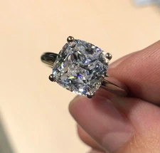 3 CT SONA  CUSHION CUT SOLITAIRE RING ENGAGEMENT WEDDING 925 SILVER SZ 7