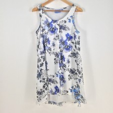Simply Vera Vera Wang womens dress size 10 shift white floral sleeveless 065360