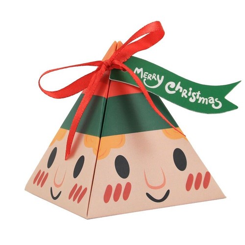12pcs Christmas Gift Boxes Candy Sweets Xmas Triangle Party Paper Favour Ribbon - Picture 10 of 13