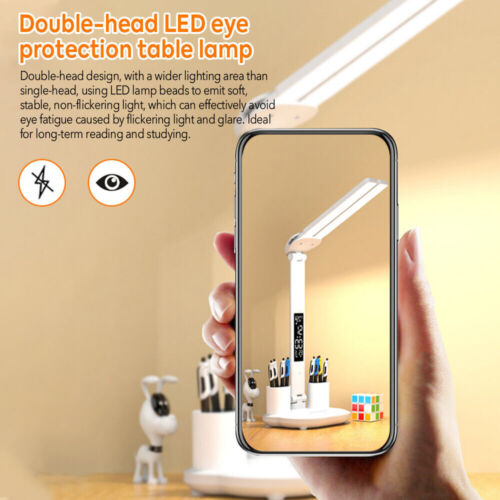 Touch LED Desk Lamp Bedside Study Reading Table Light Dual Head Dimmable USB - Picture 6 of 9
