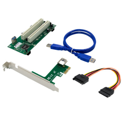PCI-E Express to PCI Riser Extend Adapter Card 32bit With USB 3.0 Cable Kit