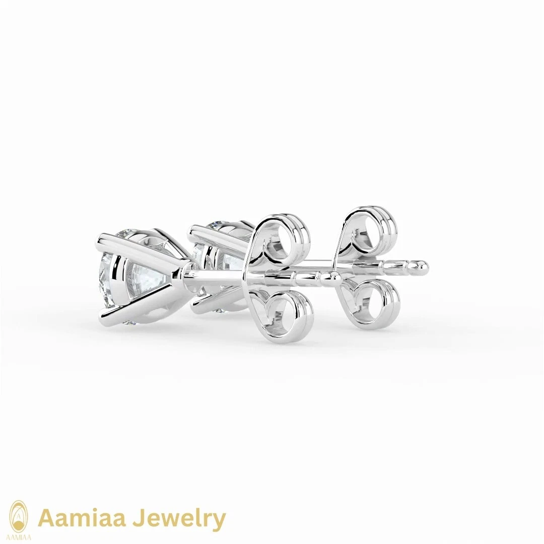 4.00TCW Stud Earrings Christmas Gift Round Lab Grown IGI Certified Diamond 14k Gold image-3