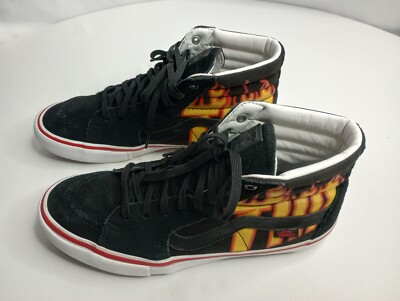 Vans Shoe Men 10.5 PRO Thrasher Flames Black Suede High Top Sneakers Skateboard 