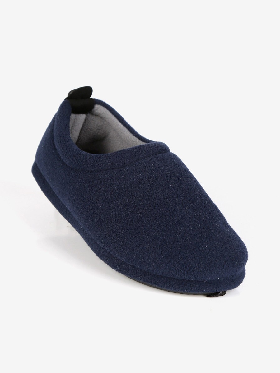 Mens Textured Slippers Navy Hard Sole Avon Fleece Slip On - Foto 10